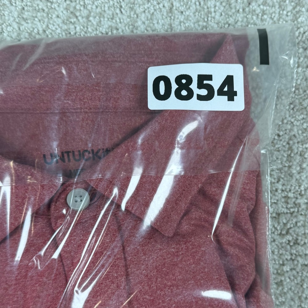 UNTUCKit Mens Medium Red Heathered Performance Long Sleeve Button Up Shirt - Picture 6 of 6